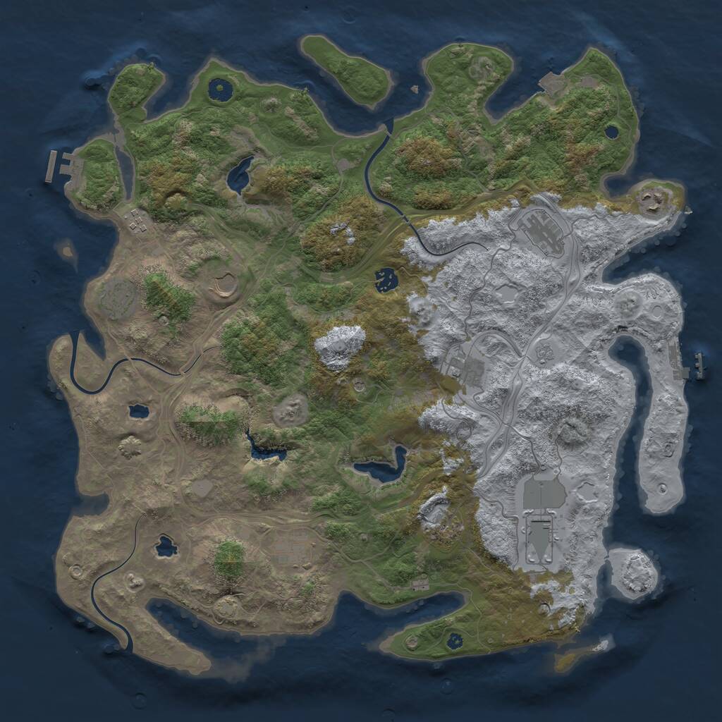 Rust Map: Procedural Map, Size: 4500, Seed: 2077837, 16 Monuments