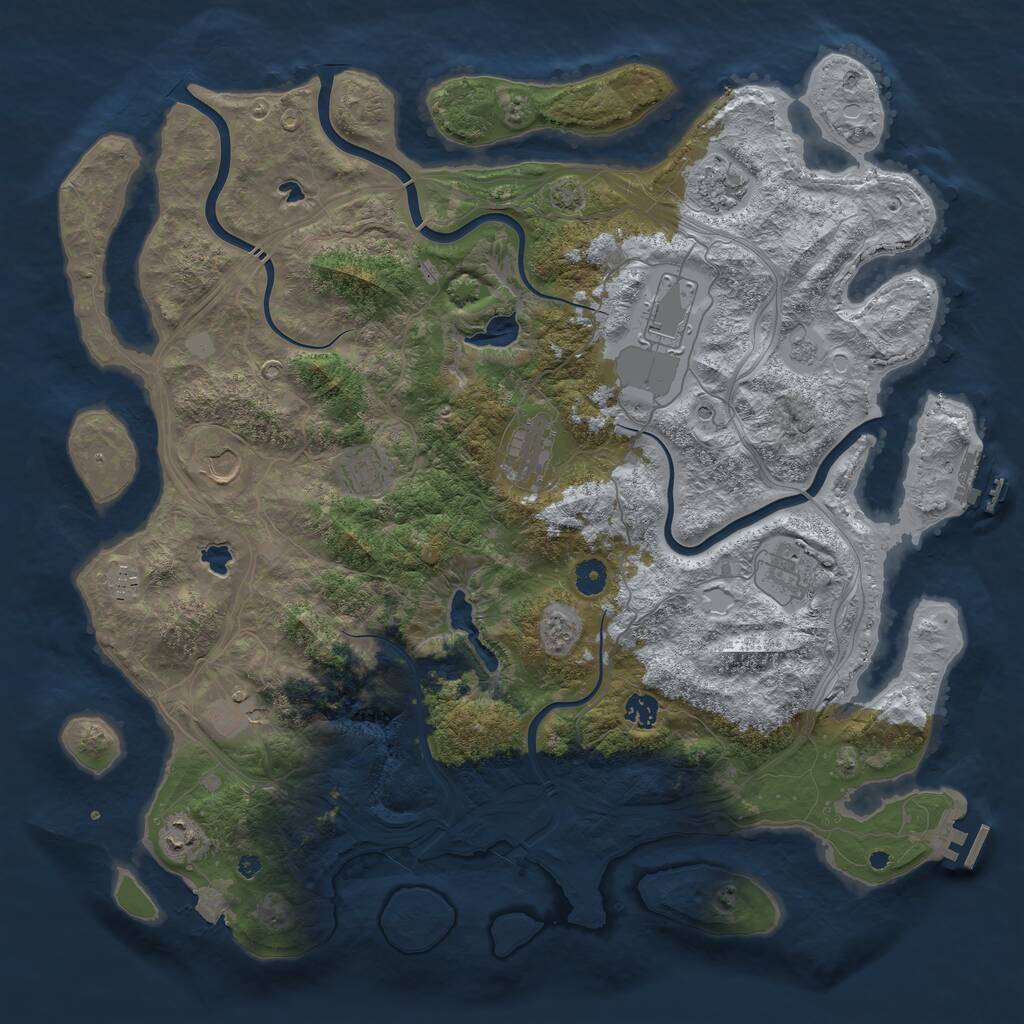 Rust Map: Procedural Map, Size: 4500, Seed: 232751, 16 Monuments