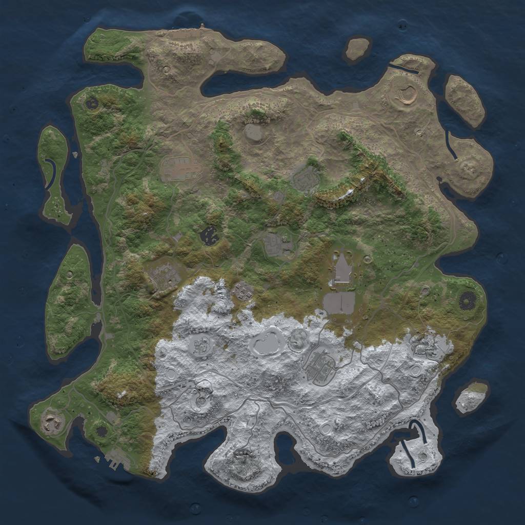 Rust Map: Procedural Map, Size: 4250, Seed: 1921333063, 20 Monuments