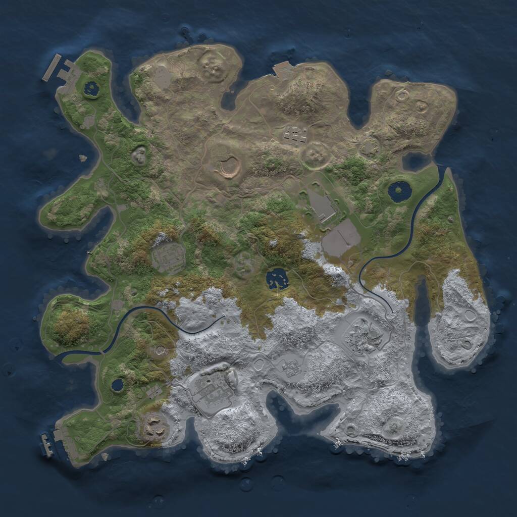 Rust Map: Procedural Map, Size: 3500, Seed: 558256612, 14 Monuments