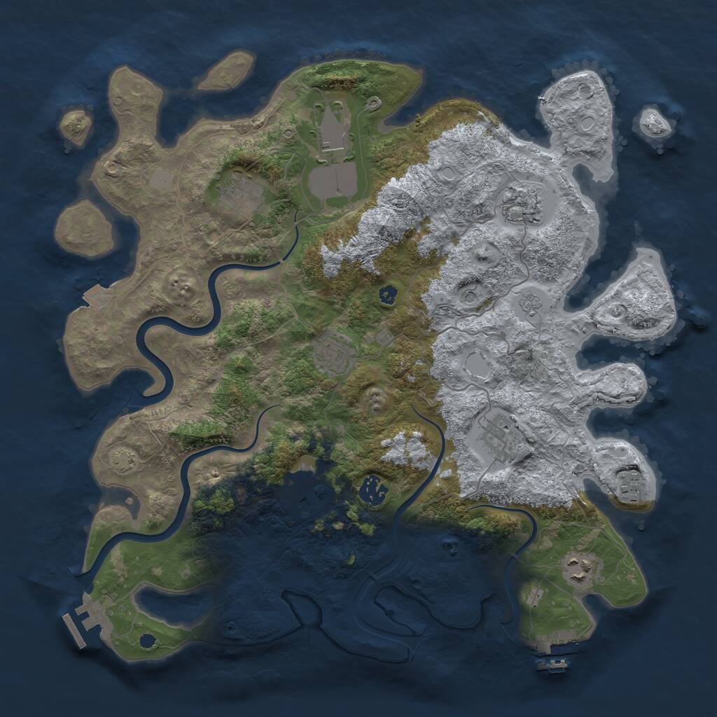 Rust Map: Procedural Map, Size: 3850, Seed: 1679457259, 15 Monuments