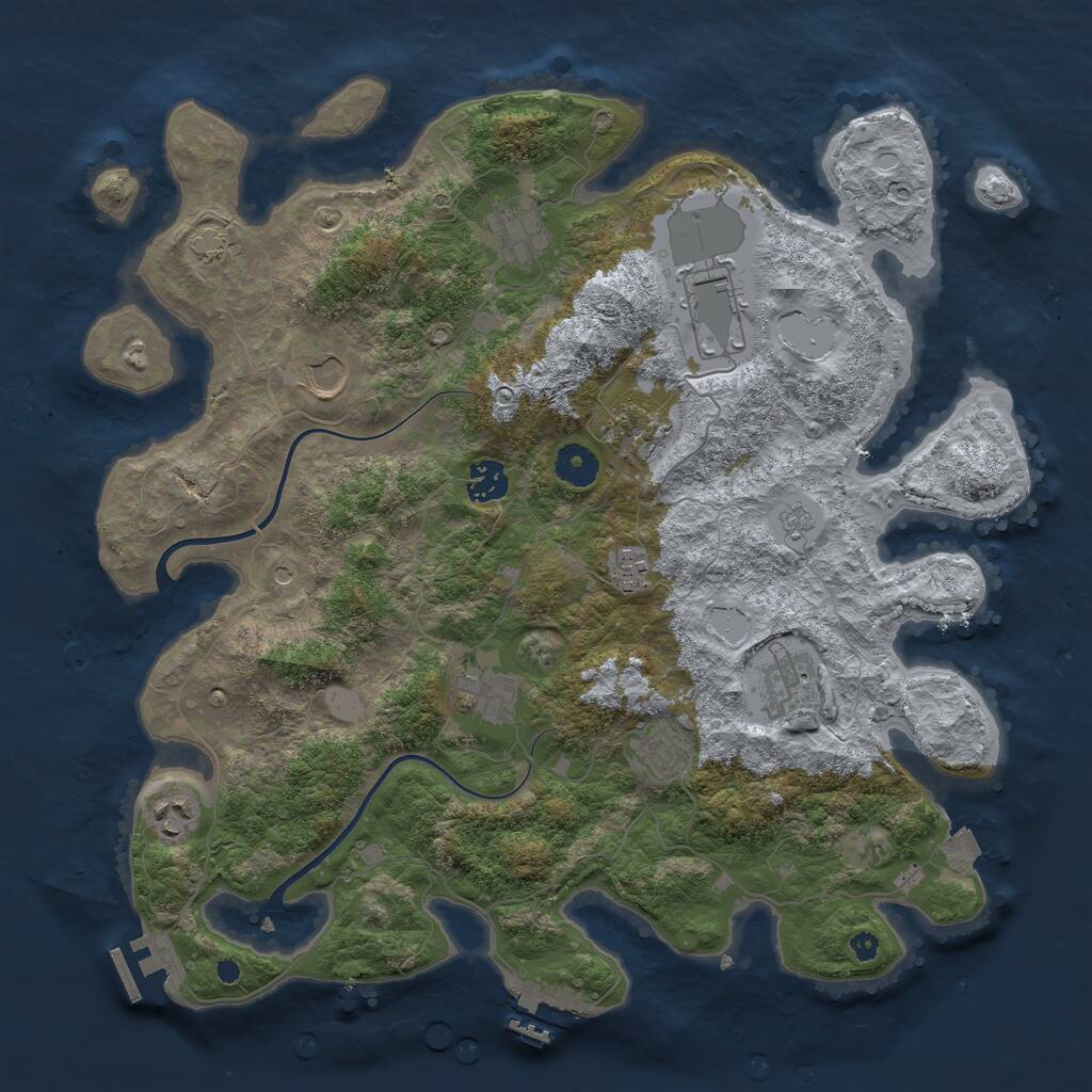 Rust Map: Procedural Map, Size: 3850, Seed: 1679457259, 16 Monuments