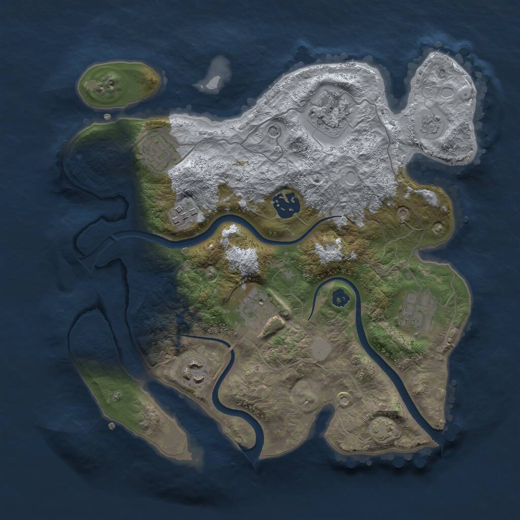 Rust Map: Procedural Map, Size: 3000, Seed: 2097757374, 11 Monuments
