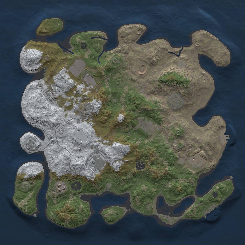 Rust Map: Procedural Map, Size: 3800, Seed: 804090045, 19 Monuments