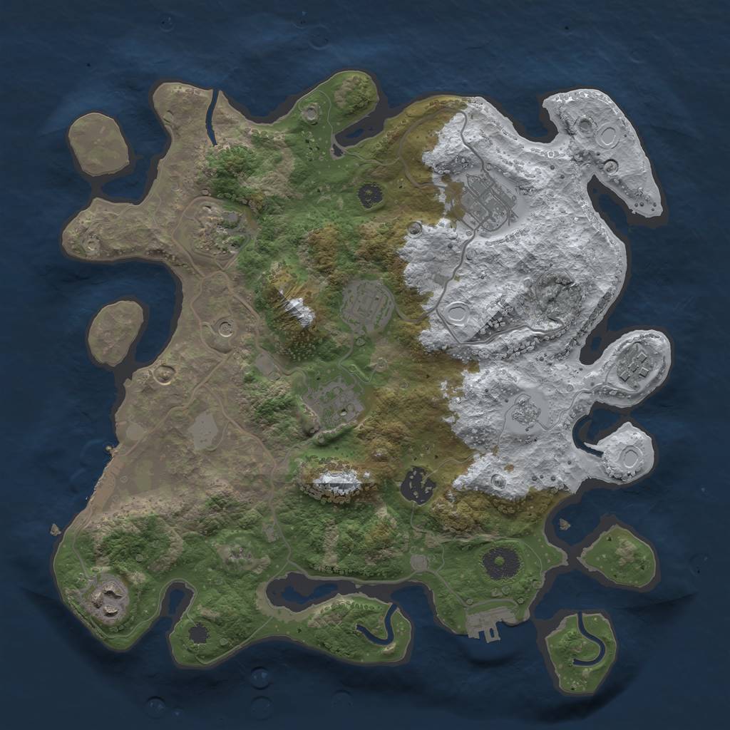 Rust Map: Procedural Map, Size: 3200, Seed: 613611439, 16 Monuments