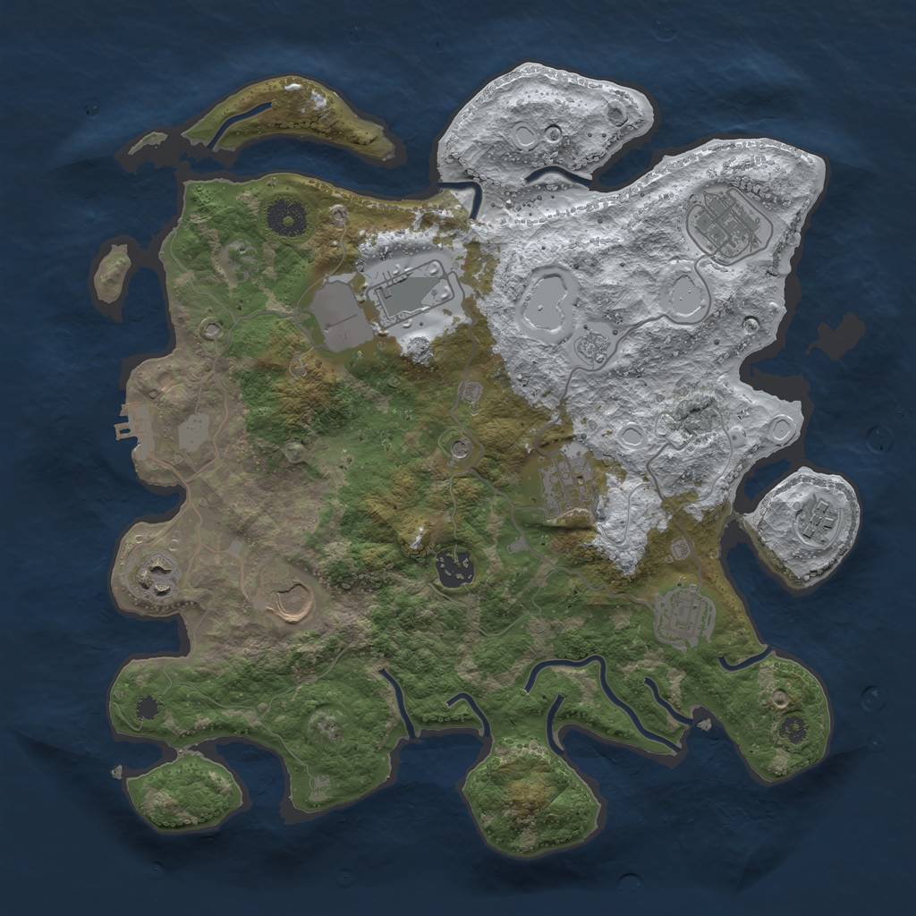 Rust Map: Procedural Map, Size: 3500, Seed: 3293592, 16 Monuments