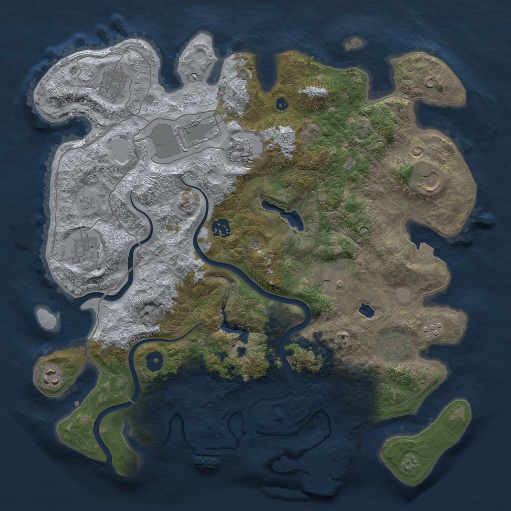 Rust Map: Procedural Map, Size: 4000, Seed: 1910659698, 16 Monuments