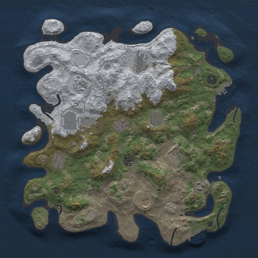 Rust Map: Procedural Map, Size: 3850, Seed: 637453393, 20 Monuments