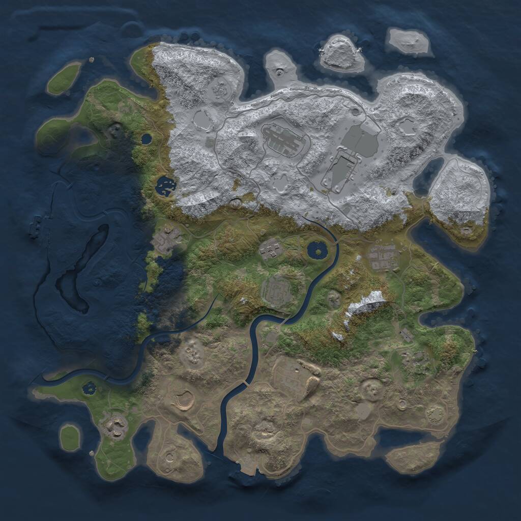 Rust Map: Procedural Map, Size: 3950, Seed: 839832569, 16 Monuments