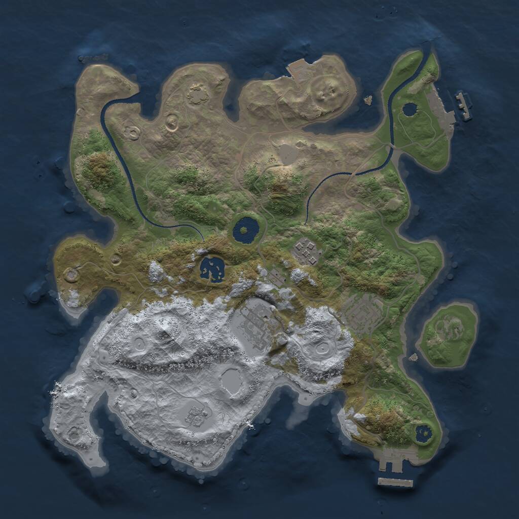 Rust Map: Procedural Map, Size: 3000, Seed: 58390, 9 Monuments