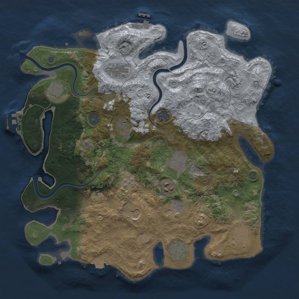 Rust Map: Procedural Map, Size: 3850, Seed: 654275714, 17 Monuments