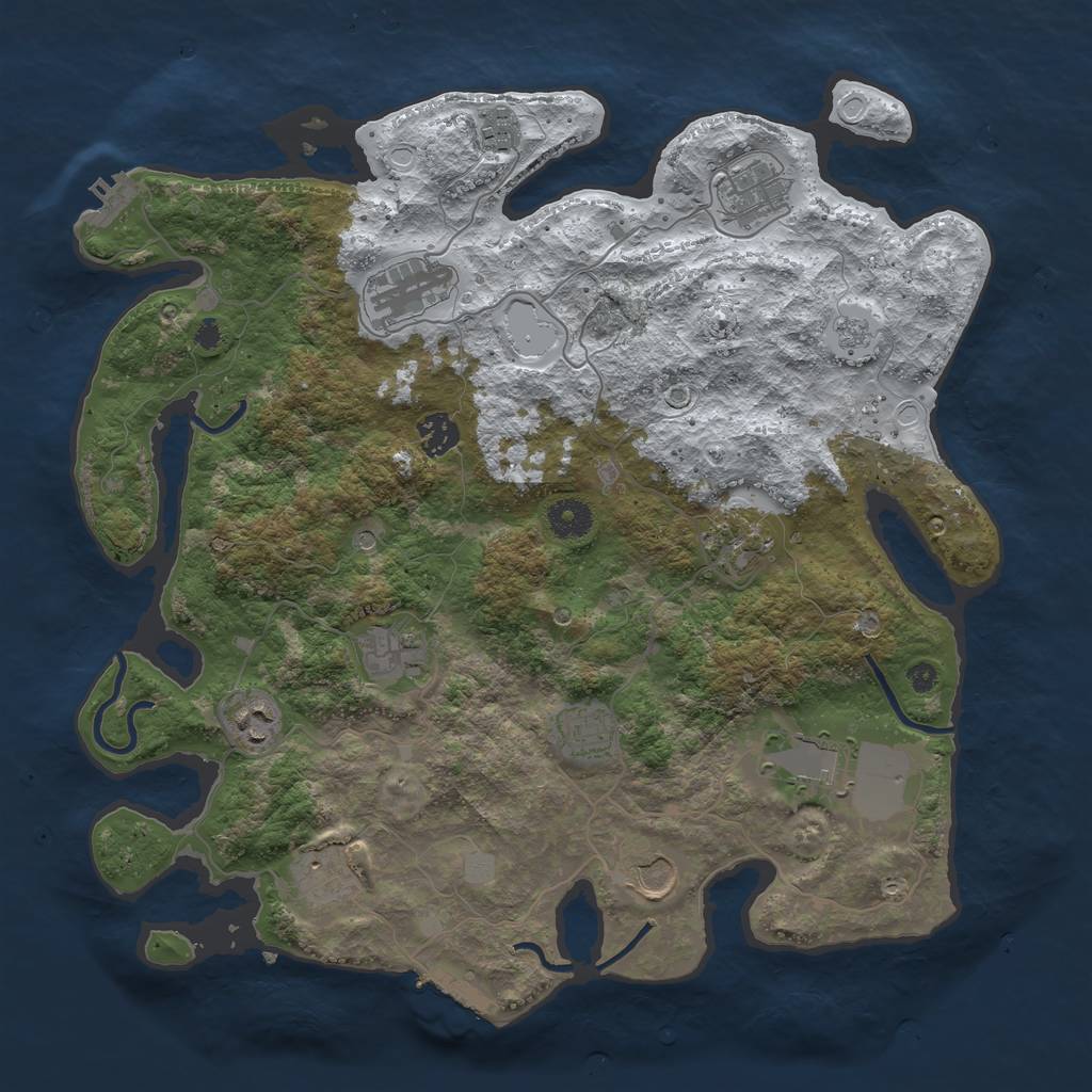 Rust Map: Procedural Map, Size: 3850, Seed: 654275714, 20 Monuments