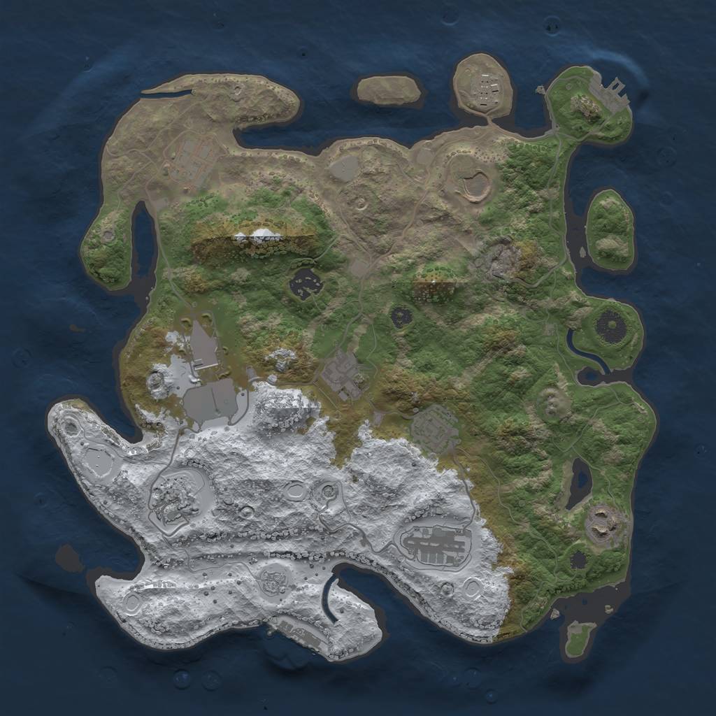 Rust Map: Procedural Map, Size: 3500, Seed: 2111414509, 19 Monuments