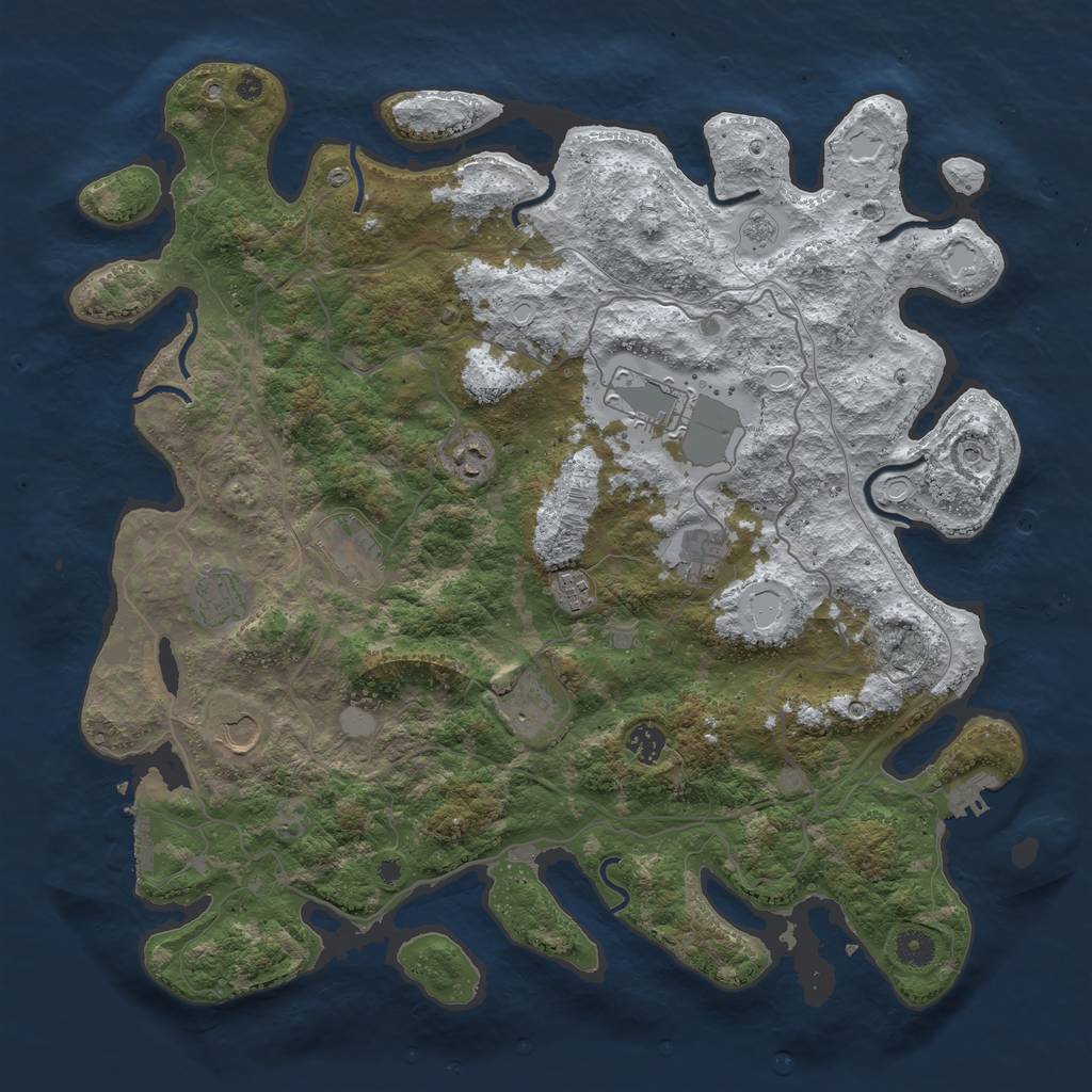 Rust Map: Procedural Map, Size: 4300, Seed: 5000, 18 Monuments