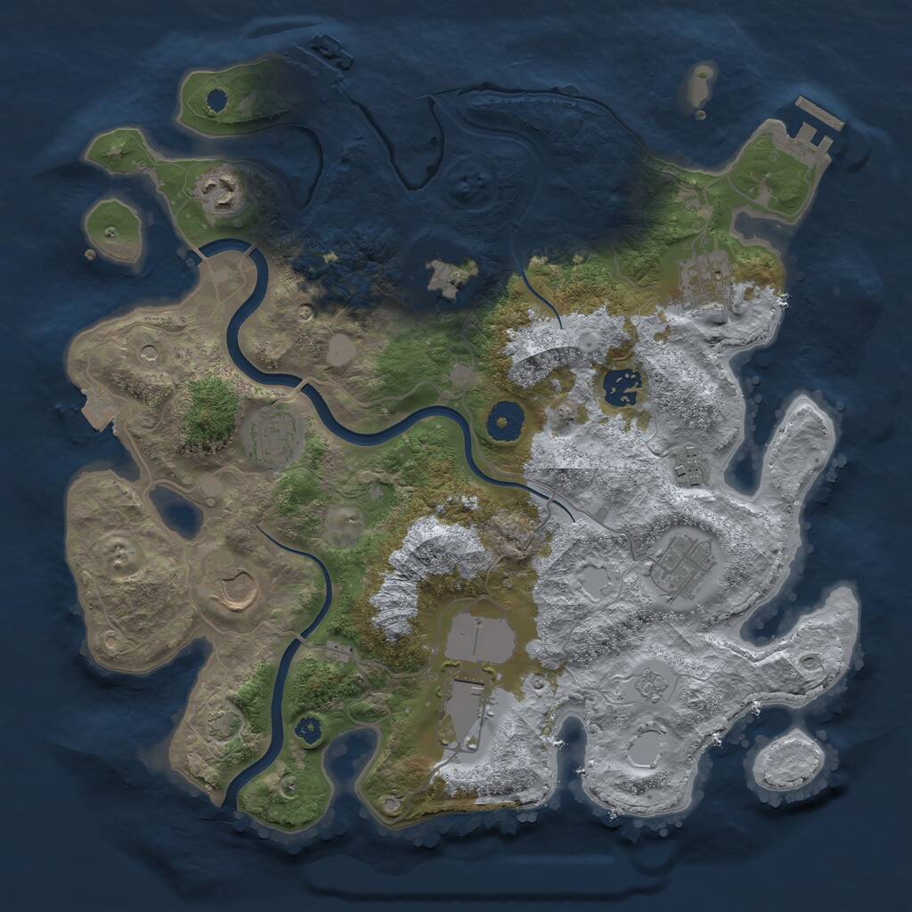 Rust Map: Procedural Map, Size: 3500, Seed: 1398028, 15 Monuments