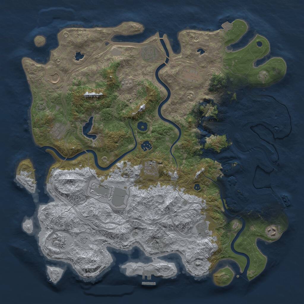 Rust Map: Procedural Map, Size: 4500, Seed: 626328547, 17 Monuments