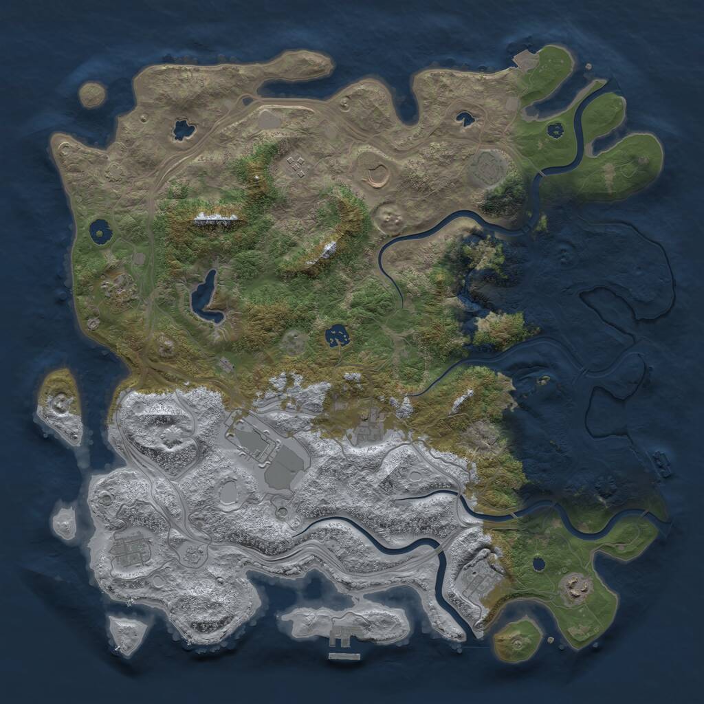 Rust Map: Procedural Map, Size: 4500, Seed: 626328547, 16 Monuments