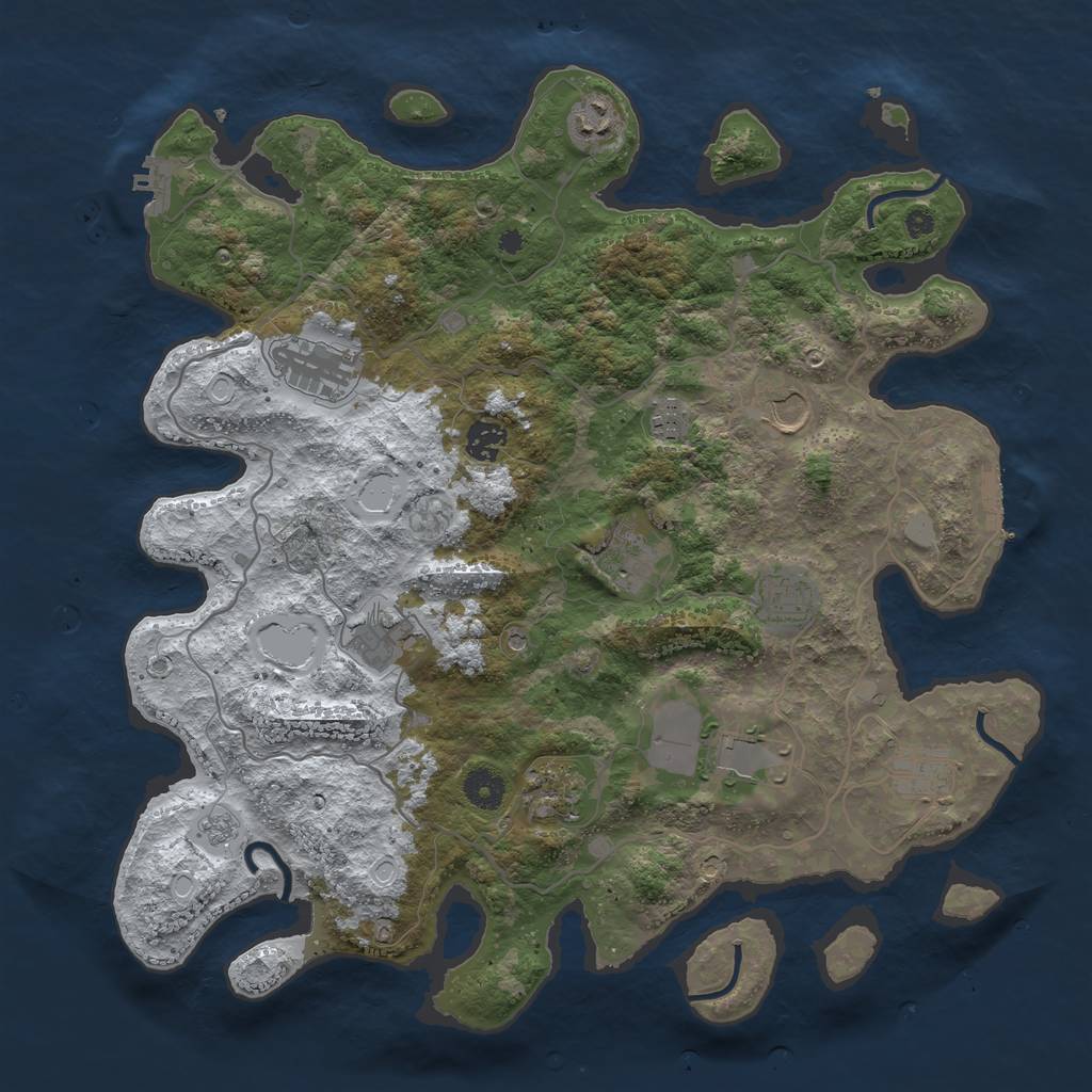 Rust Map: Procedural Map, Size: 4000, Seed: 491283509, 20 Monuments