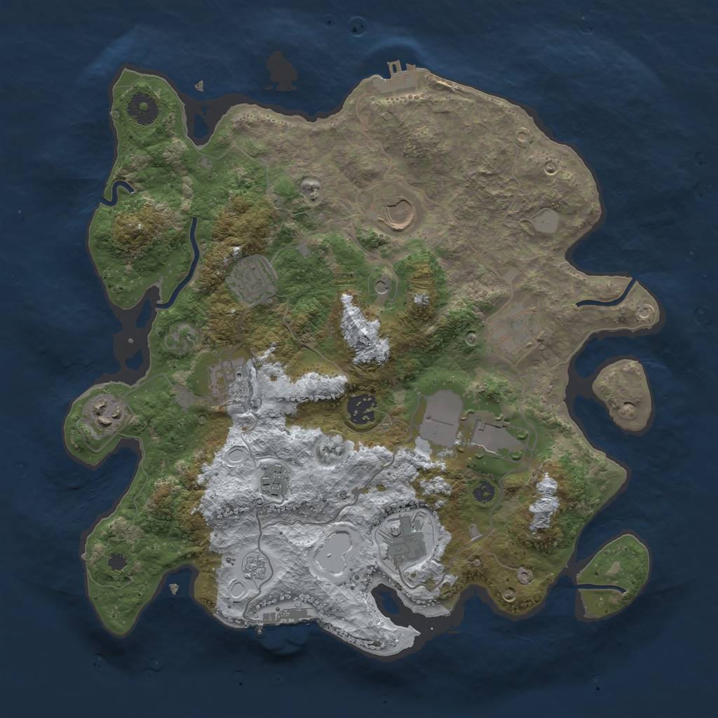 Rust Map: Procedural Map, Size: 3500, Seed: 3350984, 18 Monuments