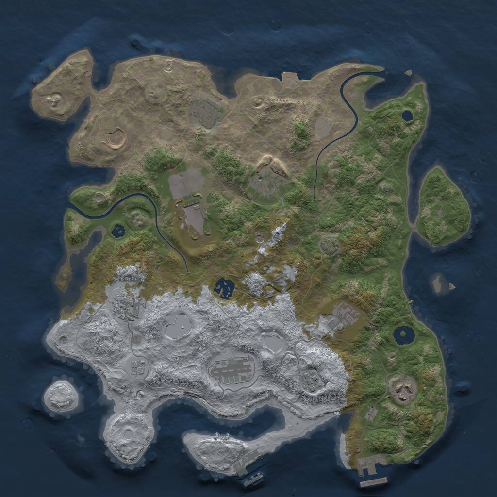 Rust Map: Procedural Map, Size: 3700, Seed: 690362013, 16 Monuments