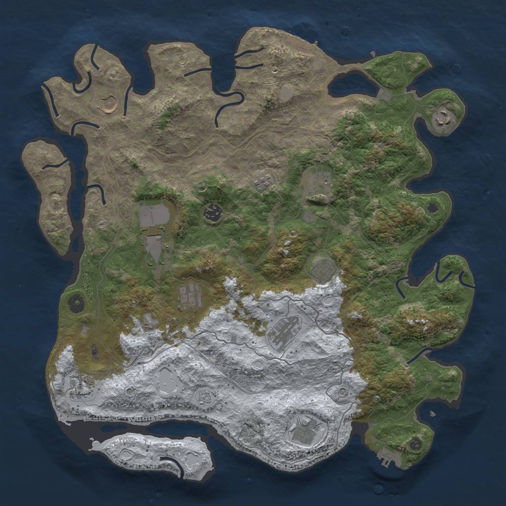 Rust Map: Procedural Map, Size: 4300, Seed: 1001, 20 Monuments