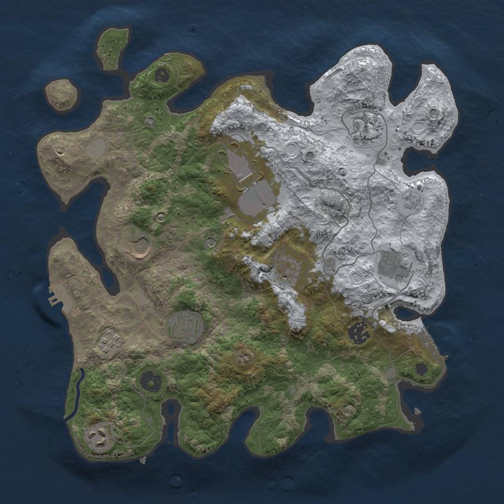 Rust Map: Procedural Map, Size: 3500, Seed: 47567473, 18 Monuments