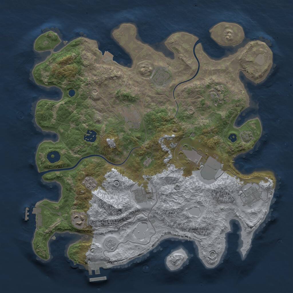 Rust Map: Procedural Map, Size: 3500, Seed: 587116409, 15 Monuments