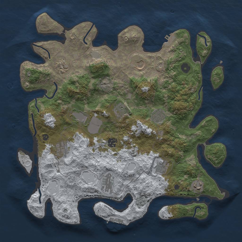 Rust Map: Procedural Map, Size: 3850, Seed: 767851962, 20 Monuments
