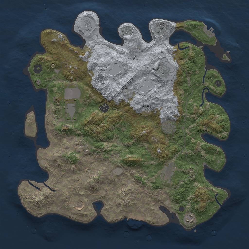 Rust Map: Procedural Map, Size: 4000, Seed: 1834567890, 18 Monuments
