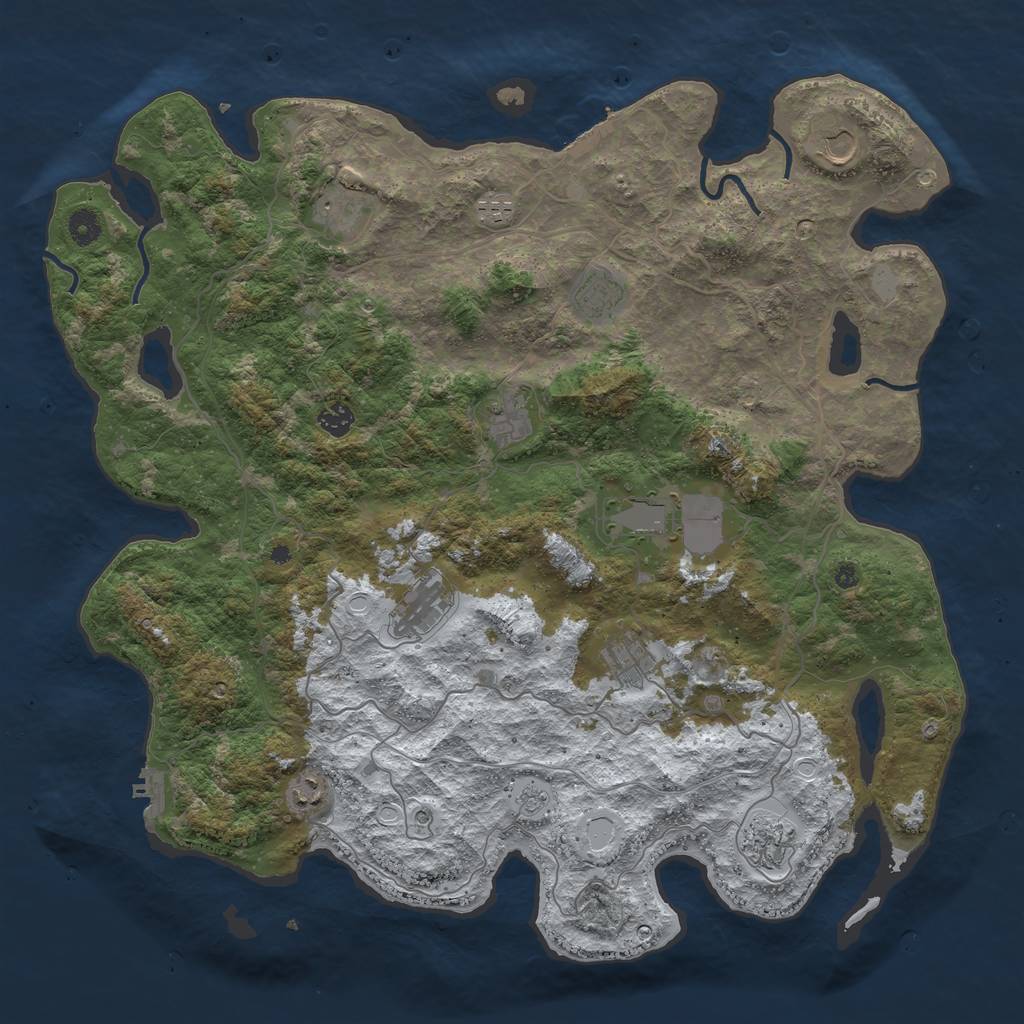 Rust Map: Procedural Map, Size: 4500, Seed: 46147344, 20 Monuments