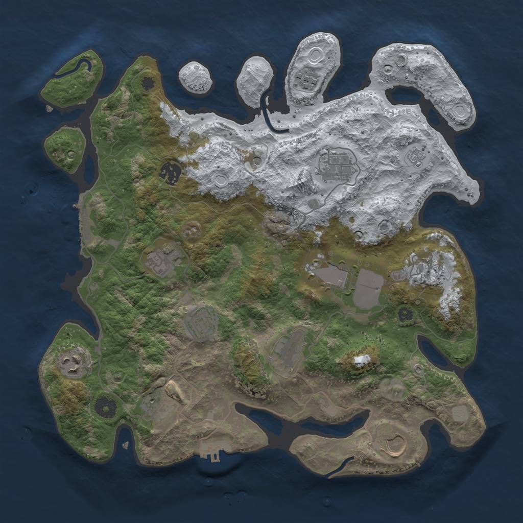 Rust Map: Procedural Map, Size: 3600, Seed: 587514590, 20 Monuments