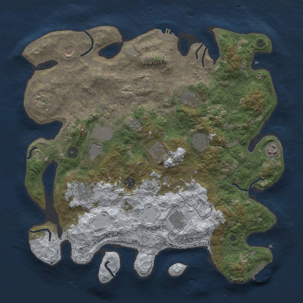 Rust Map: Procedural Map, Size: 4000, Seed: 1577406503, 20 Monuments