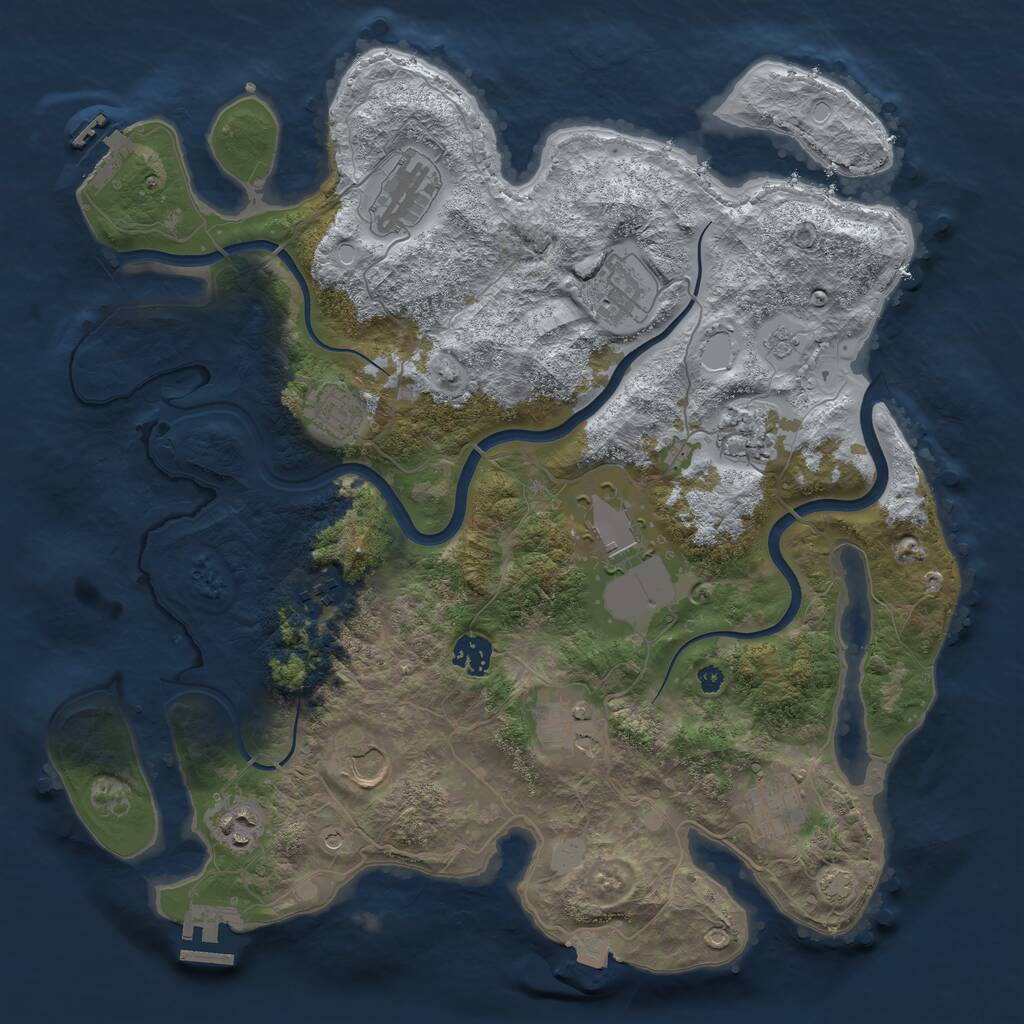 Rust Map: Procedural Map, Size: 3850, Seed: 1744764038, 17 Monuments