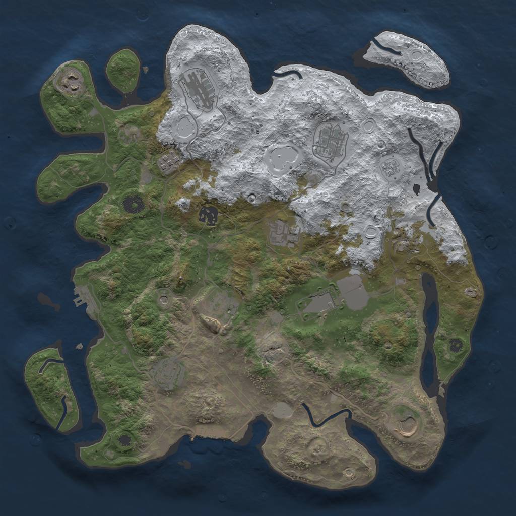 Rust Map: Procedural Map, Size: 3850, Seed: 1744764038, 20 Monuments