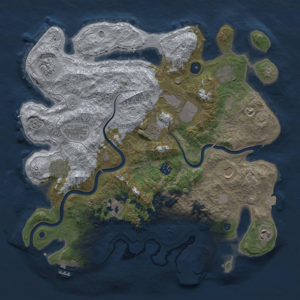 Rust Map: Procedural Map, Size: 3950, Seed: 898109222, 17 Monuments