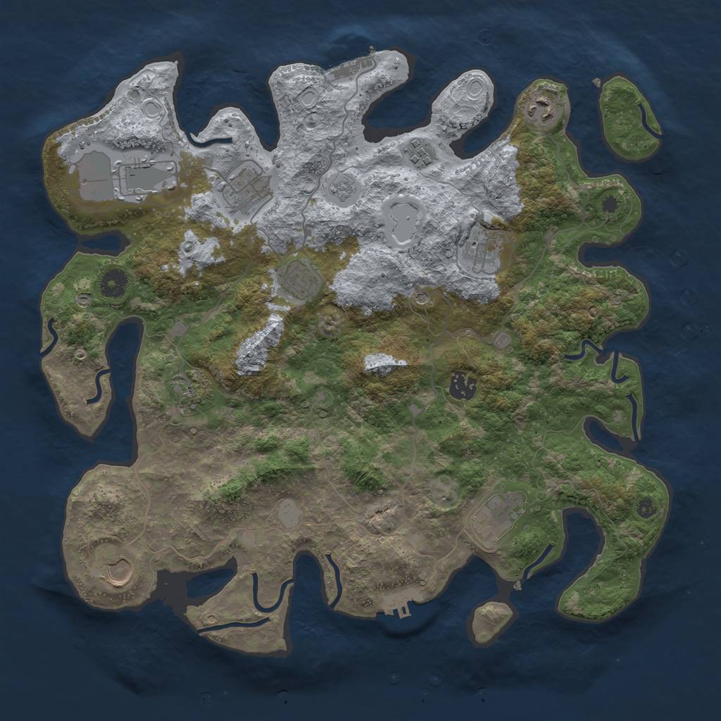 Rust Map: Procedural Map, Size: 3850, Seed: 1212140569, 17 Monuments