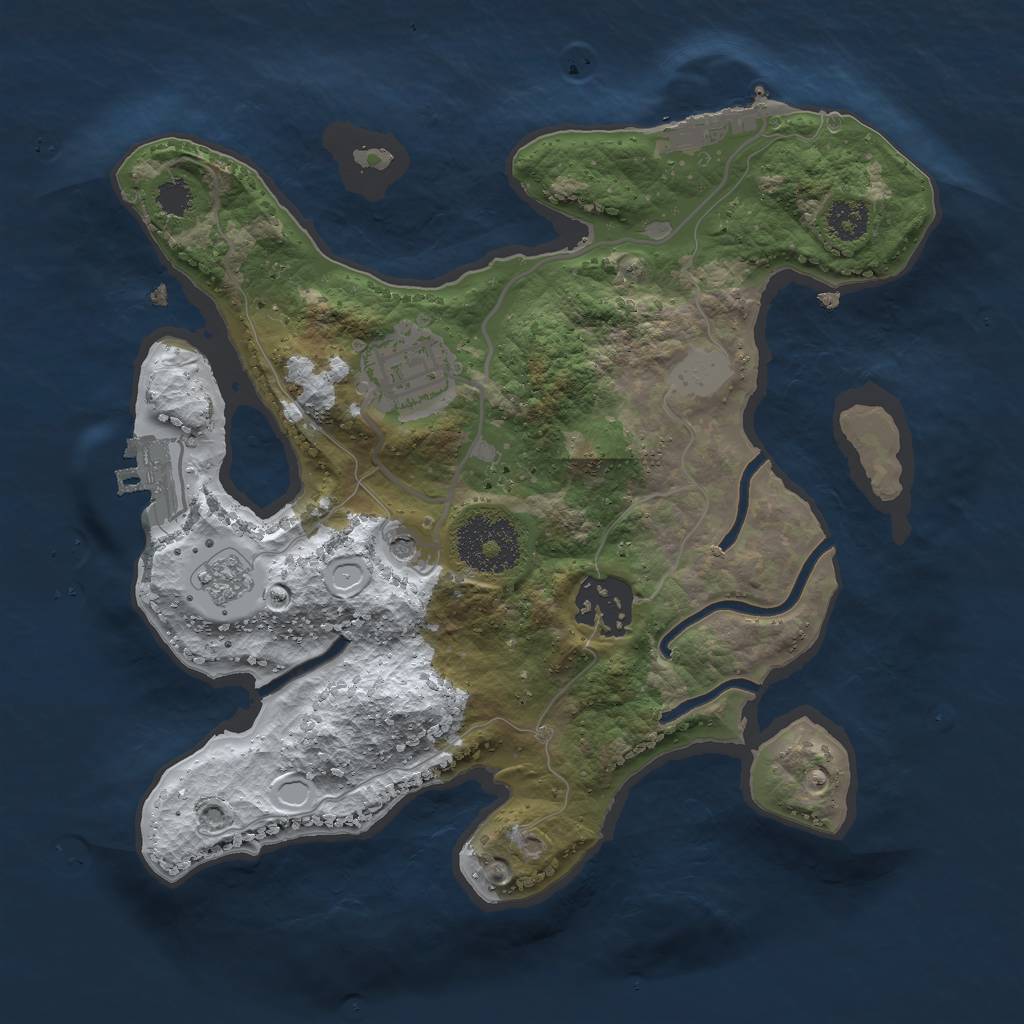 Rust Map: Procedural Map, Size: 2500, Seed: 427072337, 11 Monuments