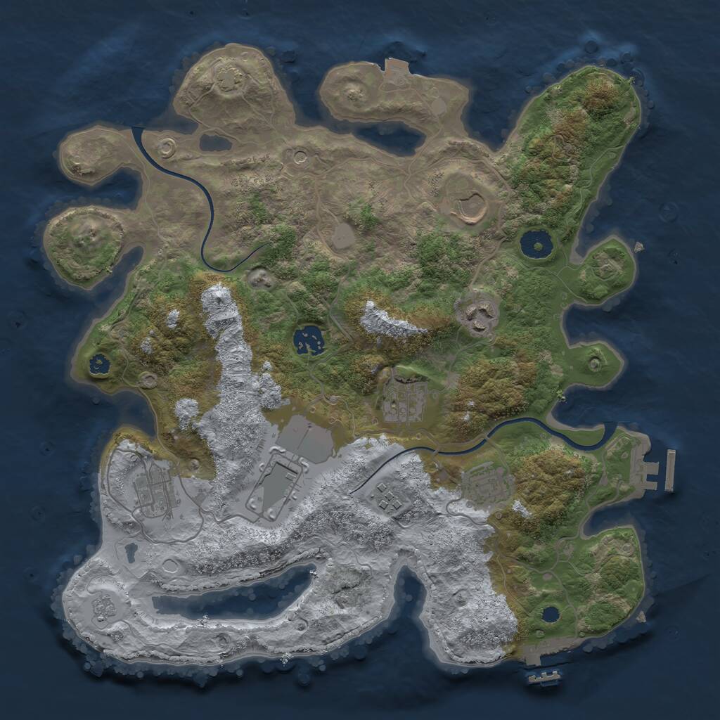 Rust Map: Procedural Map, Size: 3500, Seed: 1824374725, 14 Monuments