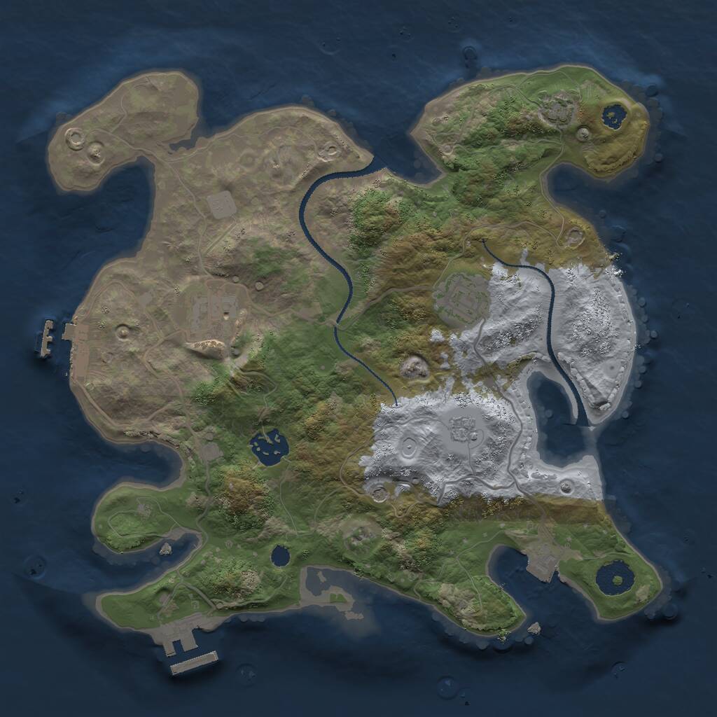 Rust Map: Procedural Map, Size: 3000, Seed: 543684, 9 Monuments