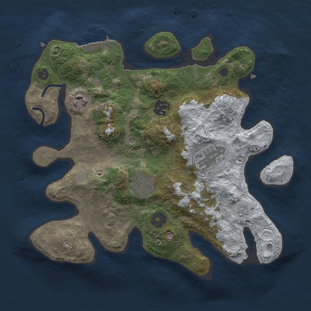 Rust Map: Procedural Map, Size: 3000, Seed: 28320108, 12 Monuments