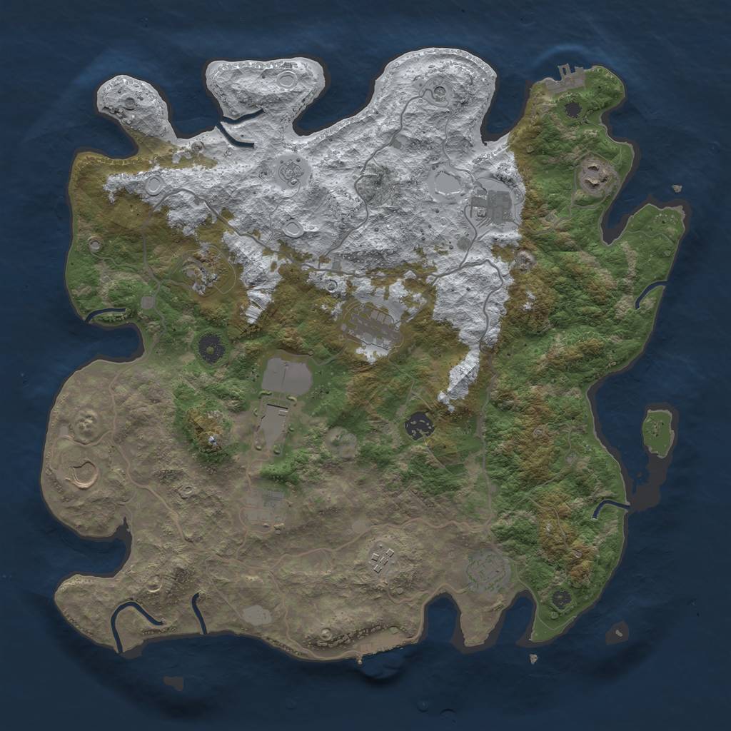 Rust Map: Procedural Map, Size: 4000, Seed: 2098091831, 19 Monuments