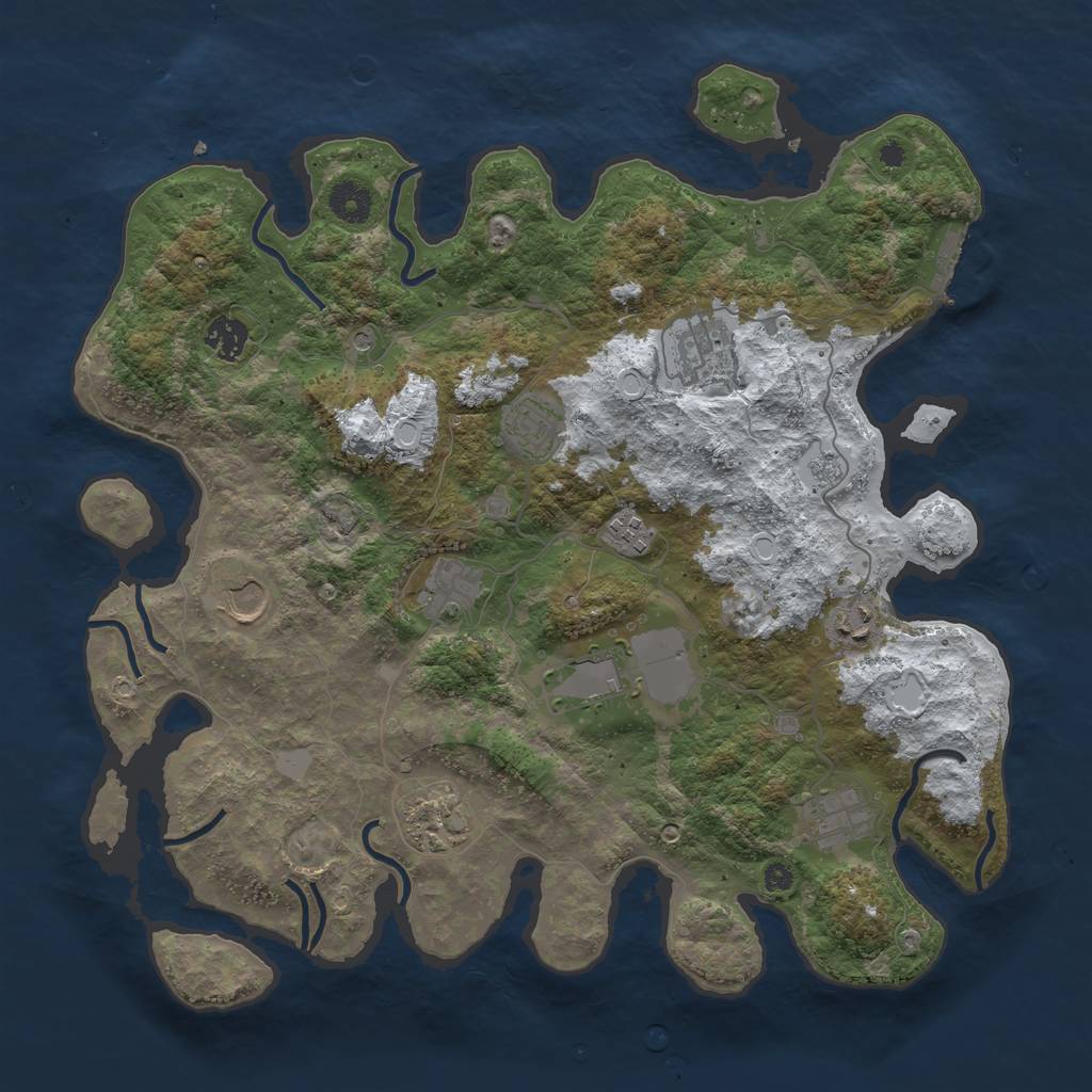 Rust Map: Procedural Map, Size: 3850, Seed: 1603988193, 18 Monuments