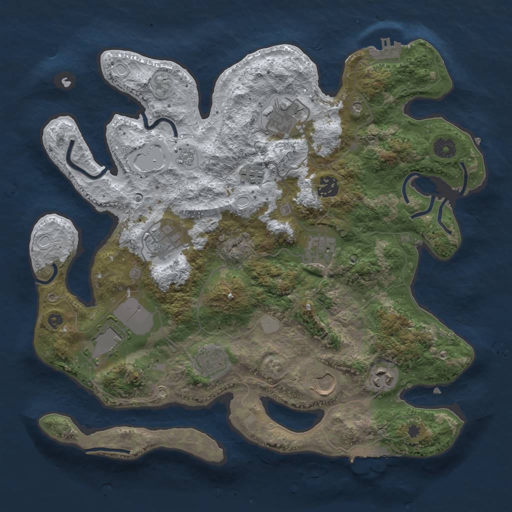 Rust Map: Procedural Map, Size: 3500, Seed: 325645, 18 Monuments