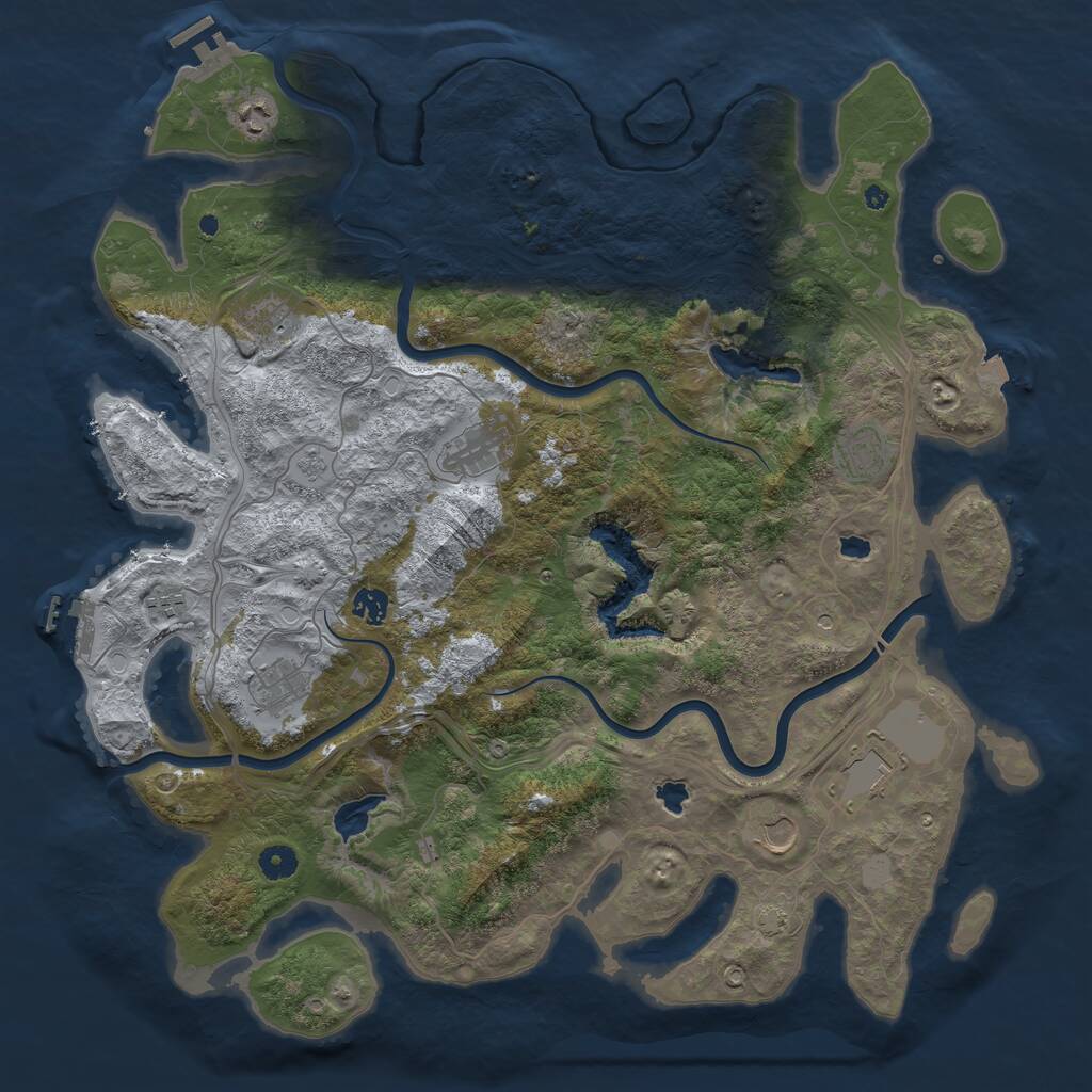 Rust Map: Procedural Map, Size: 4500, Seed: 2093721091, 15 Monuments
