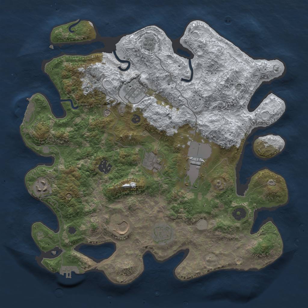 Rust Map: Procedural Map, Size: 3500, Seed: 1214878831, 17 Monuments