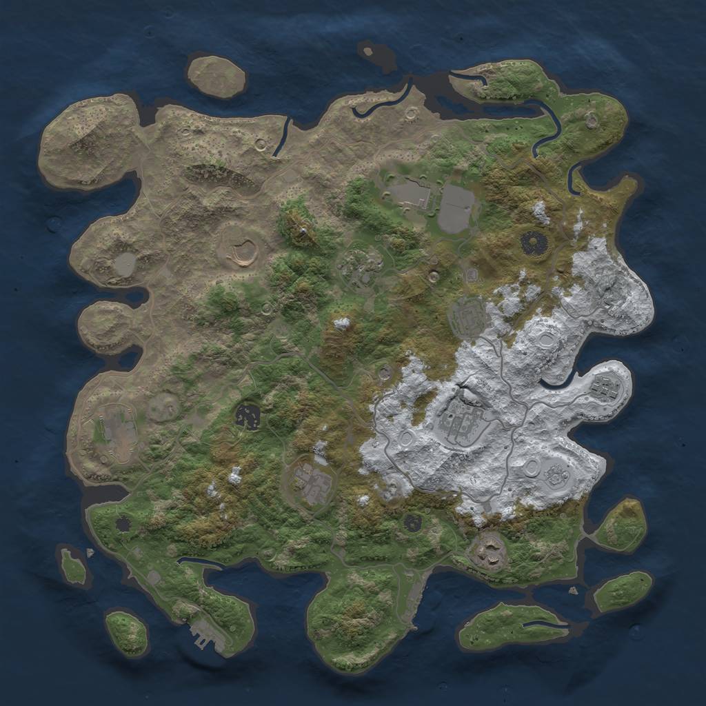 Rust Map: Procedural Map, Size: 4000, Seed: 606100283, 19 Monuments