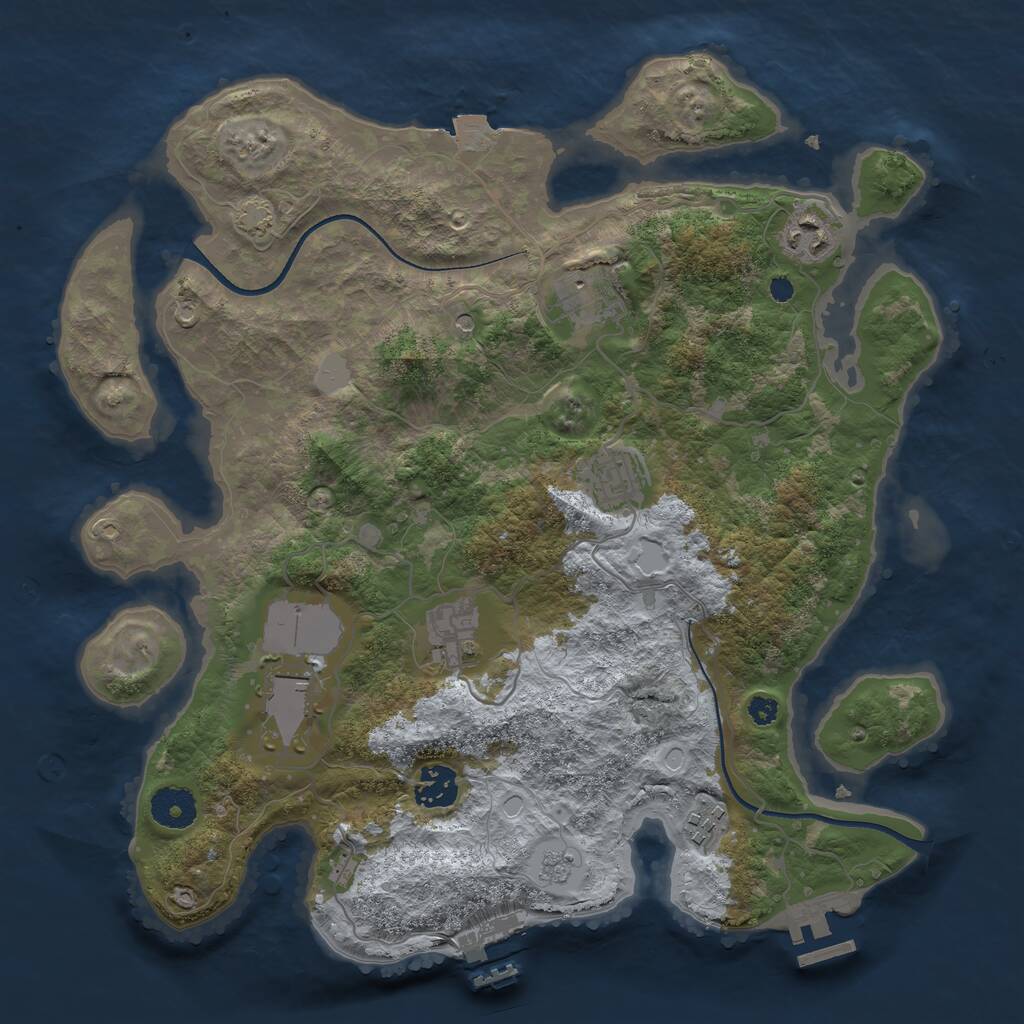 Rust Map: Procedural Map, Size: 3500, Seed: 81409064, 13 Monuments
