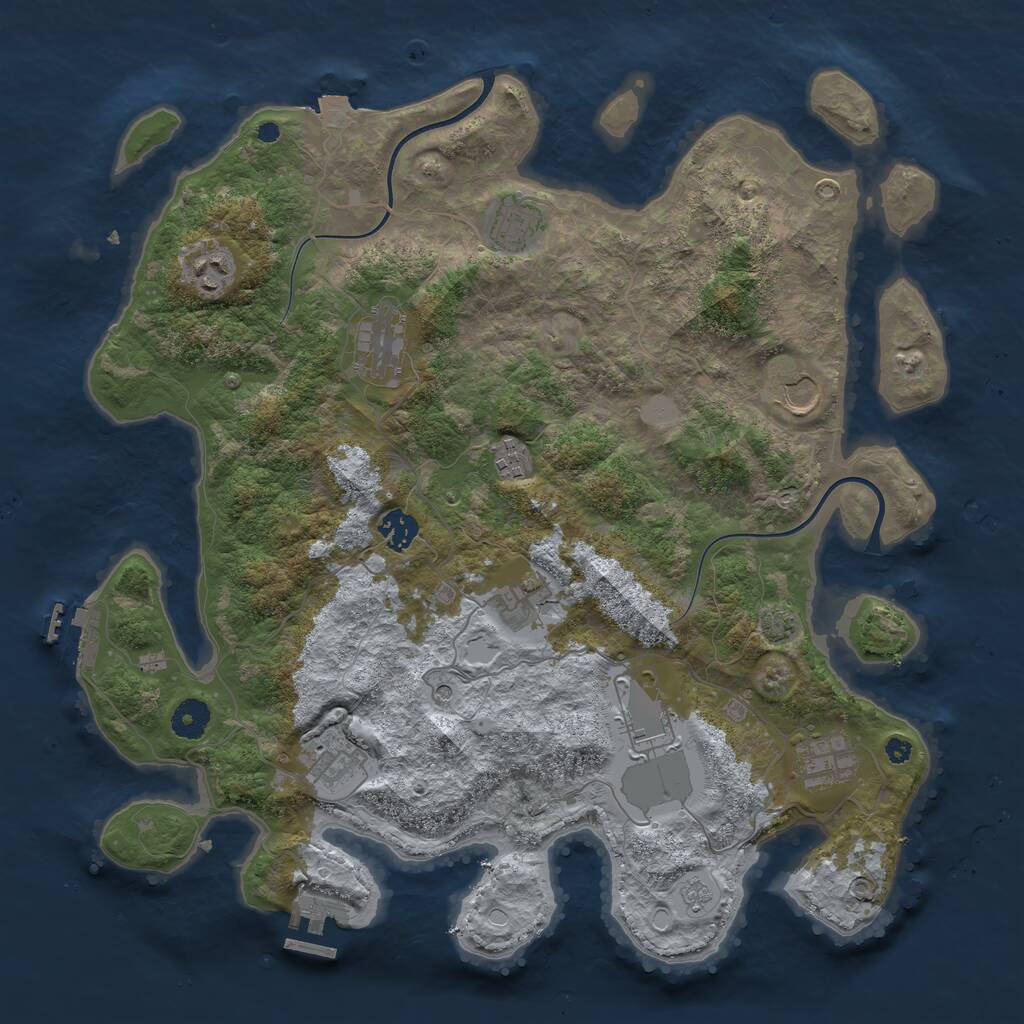 Rust Map: Procedural Map, Size: 3950, Seed: 2045625456, 16 Monuments