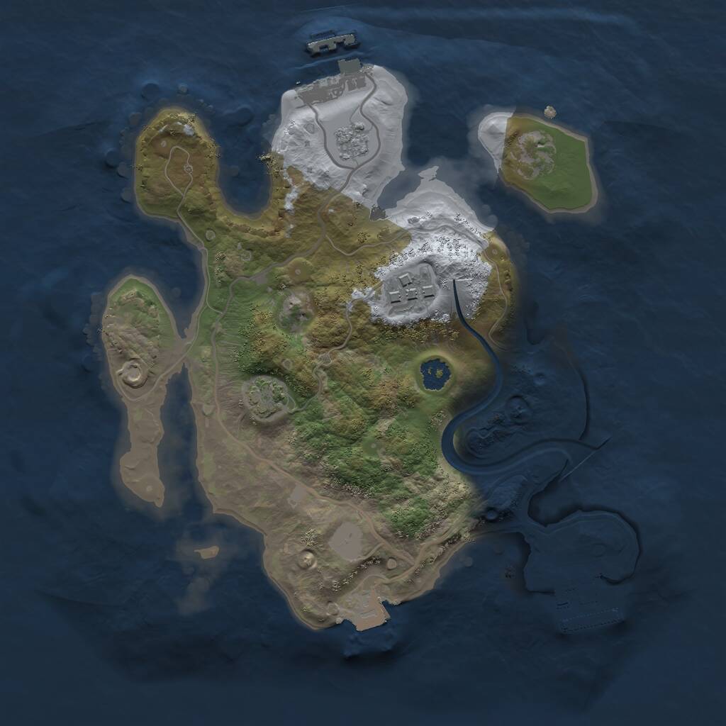 Rust Map: Procedural Map, Size: 2400, Seed: 44050996, 6 Monuments
