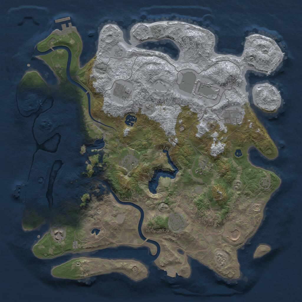 Rust Map: Procedural Map, Size: 4000, Seed: 942304, 16 Monuments